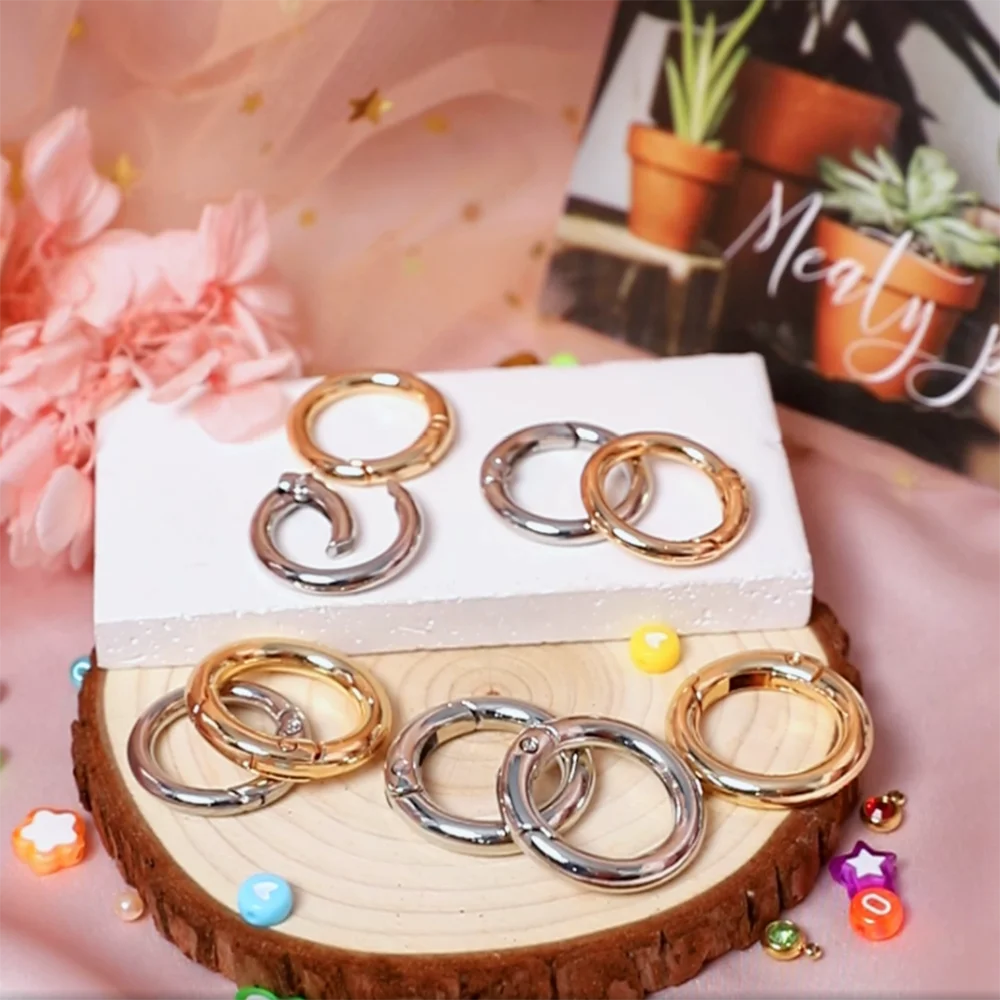 10pcs 5pcs Spring Clasp Keychain Rings KC Gold Color Openable Round Carabiner Hook Buckle Bag Chain for DIY Key Jewelry Making