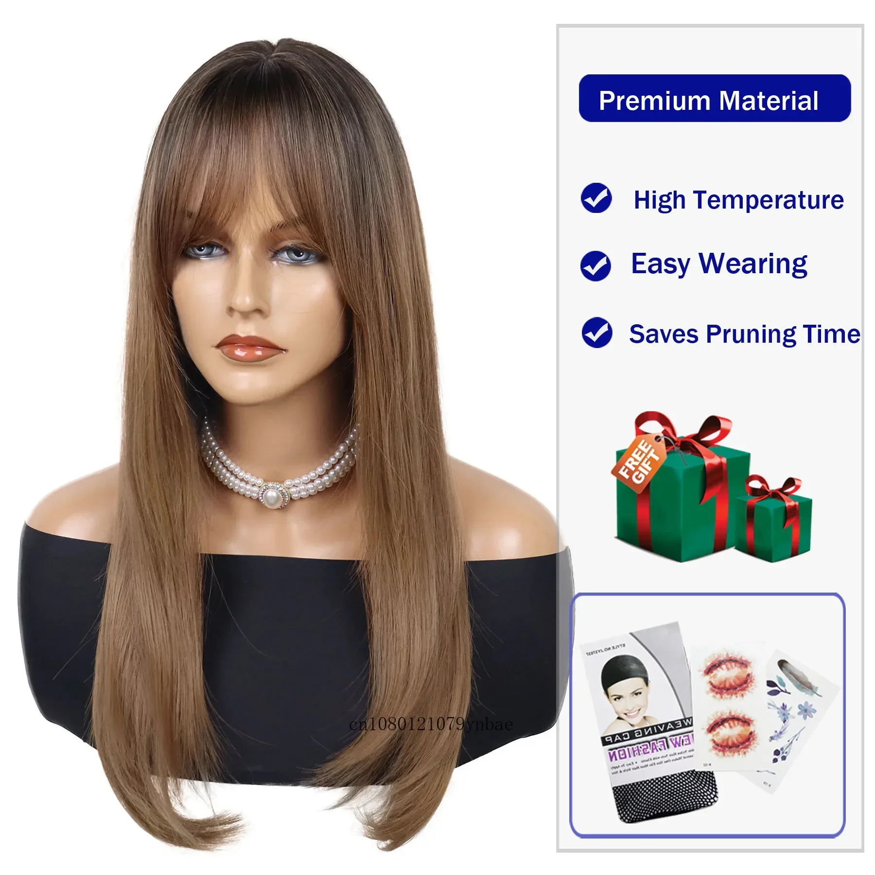 Synthetic Women's Fashion Super Long Straight Wigs 27 Inch Charming Ombre Brown Wig for Girls Daily Costume Party Drag Queen Wig image 5