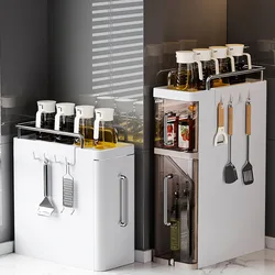 Pull-Out Spice Racks Multi-Functional Household Seasoning Organizer For Home Kitchen Countertop Narrow Cabinets Spice Cabinet