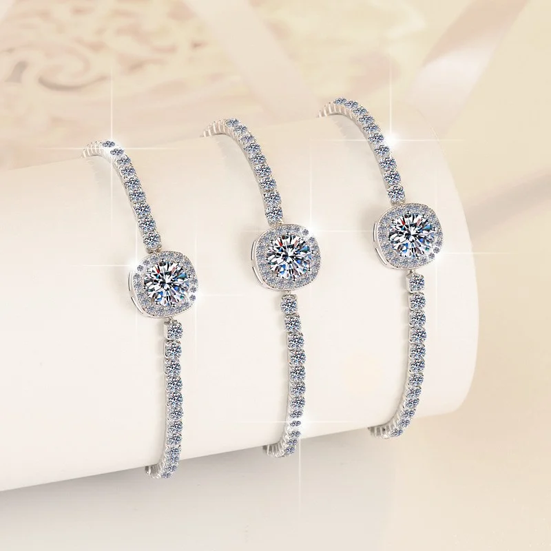 

SL0024 Lefei Fashion Luxury Fine Classic Moissanite Design Square Bracelet For Women 925 Sterling Silver Party Jewelry Match-all