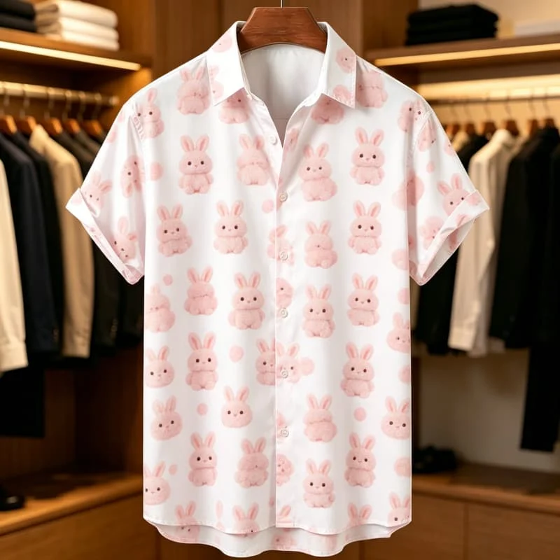 Men's Kawaii Animal Print Casual Shirt Collection for Casual Events, Dog Park Visits, Weekend Outings and Romantic Stylish Looks