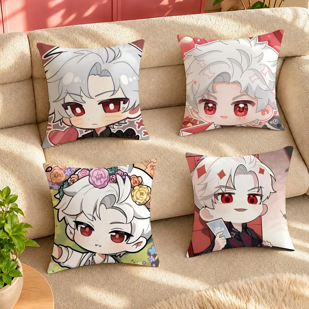 Love and Deepspace Sylus chibi Cushion Cover Case Anti-dustmite Pillowcase Invisible zipper silky short plush Sofa cushion cover