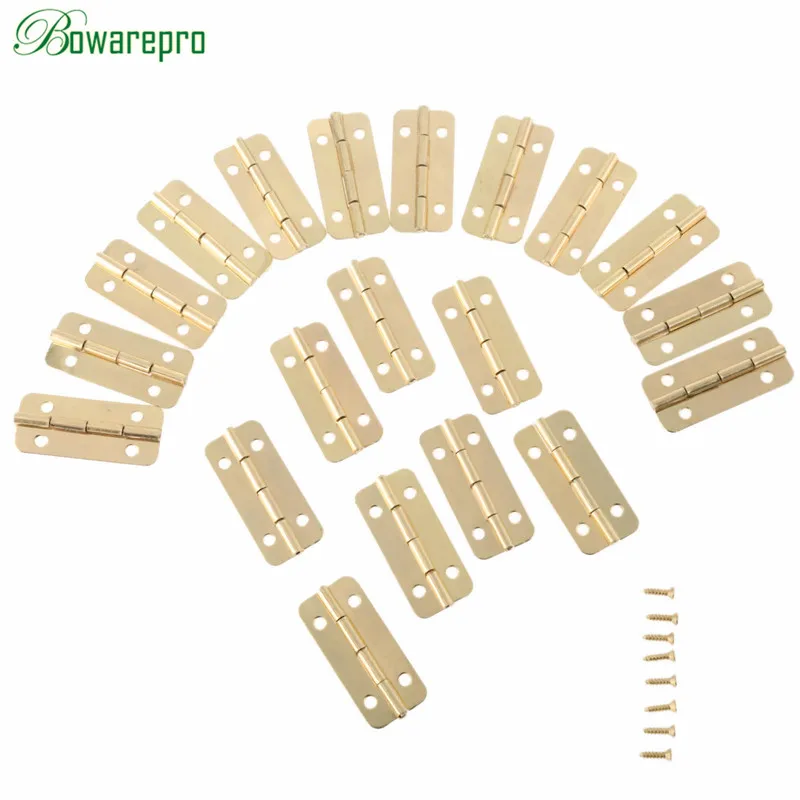 bowarepro 12Pcs Furniture Hinges for Box Door Butt Decorative Small Hinge for Cabinet Drawer Furniture Hardware+ Screws 37x17mm