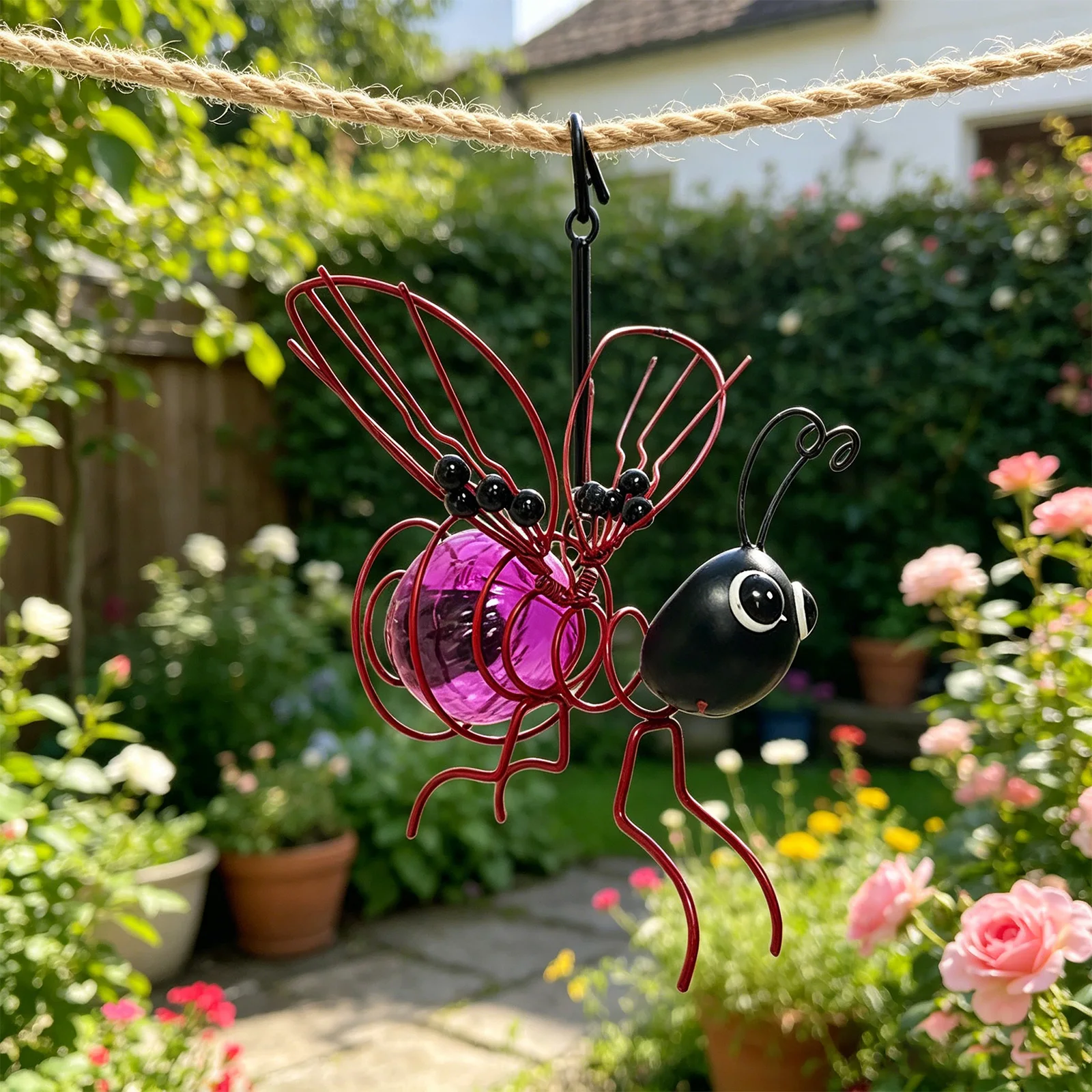 Bee Solar Lights Hanging Simulation Bumble Solar Light Waterproof Decorative for Mom Women Gift Yard Patio Lawn Decor - view 3