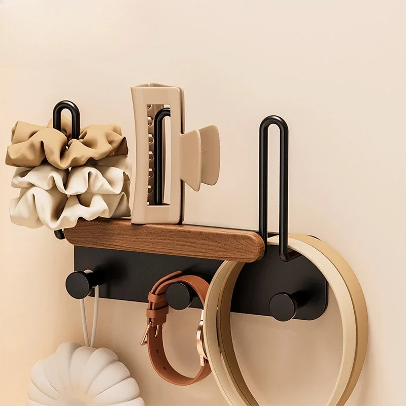 Walnut scrunchie storage rack bathroom headrope hair accessories hairpin clip headband rack hook Kitchen rack no punch
