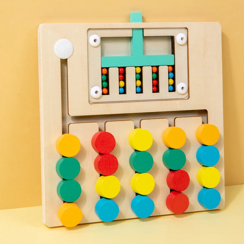 Picture 3: Wooden Montessori Teaching Aid Four Color Ball Maze Game Kids Early Educational Toy Logical Thinking Training Early Learning