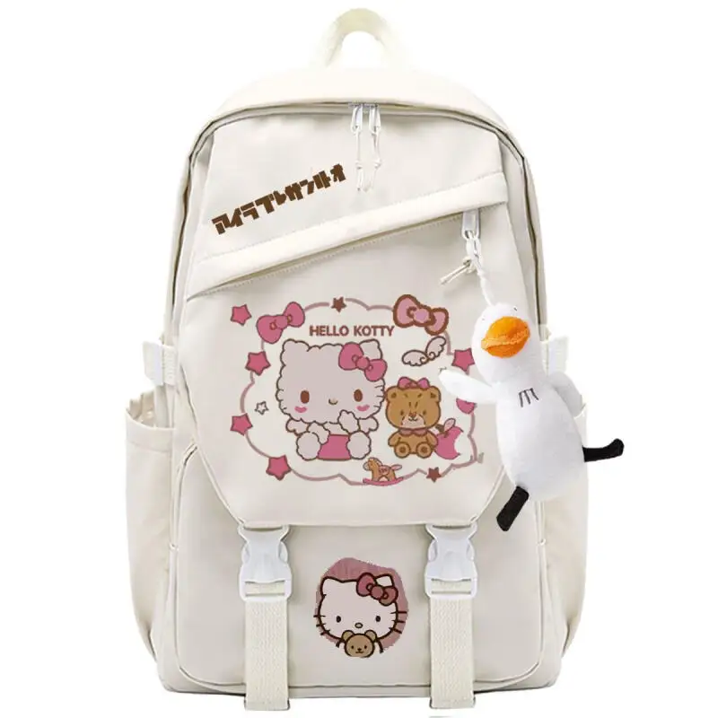 Sanrio Hello Kitty Ransel Tas Sekolah Perlengkapan Sekolah Anak Perempuan Liontin Siswa Kawaii Anime Kartun Fashion Tas Gaya Baru