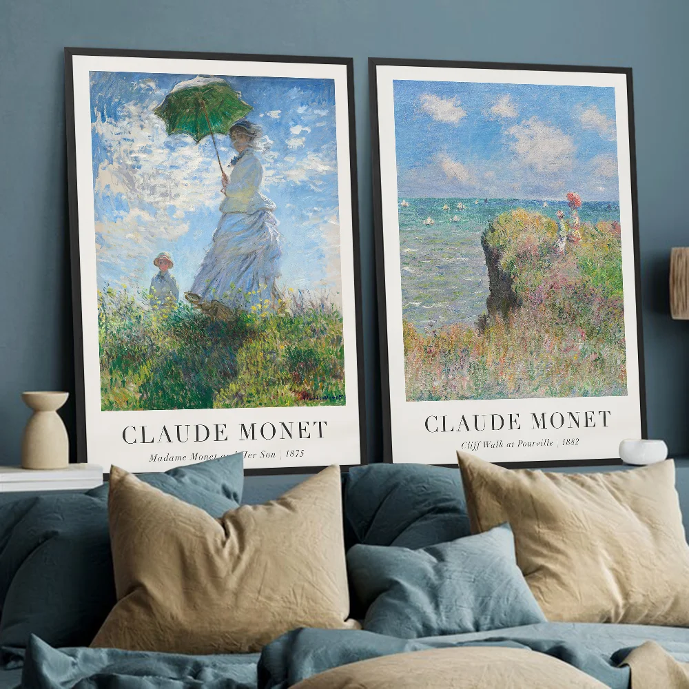 Impressionismus-Künstler Claude Monet Poster, selbstklebendes Kunstposter, Whitepaper-Drucke, Poster, Kunstwerk, ästhetische Kunst, Wandmalerei