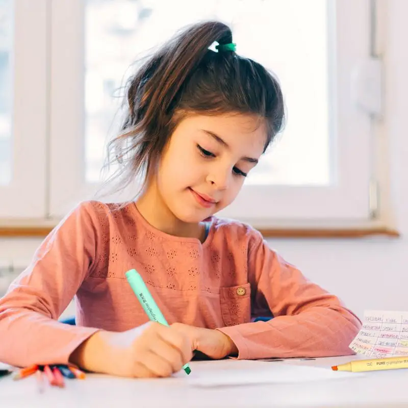 Highlighter lucu 6 buah spidol estetika warna-warni dengan pegangan lembut serbaguna Highlighter midliner untuk kepraktisan rumah anak-anak