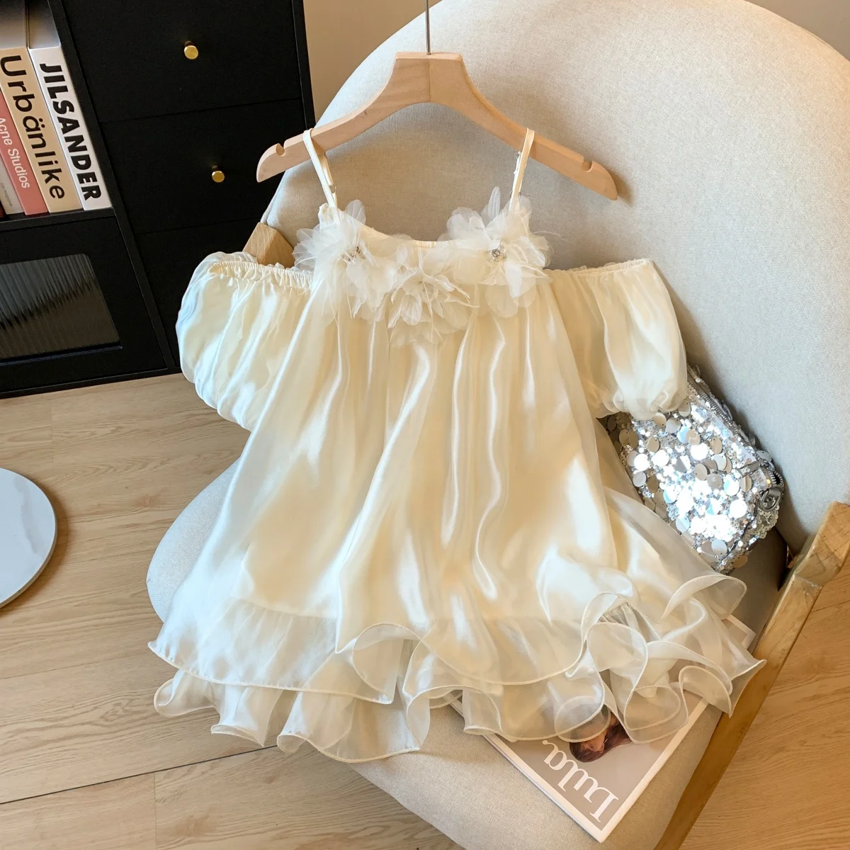 

Elegant Floral Short Sleeve Shirt Women's Summer Fashionairy Midi Length Chiffon Top Gentle Wind Small Capitalization