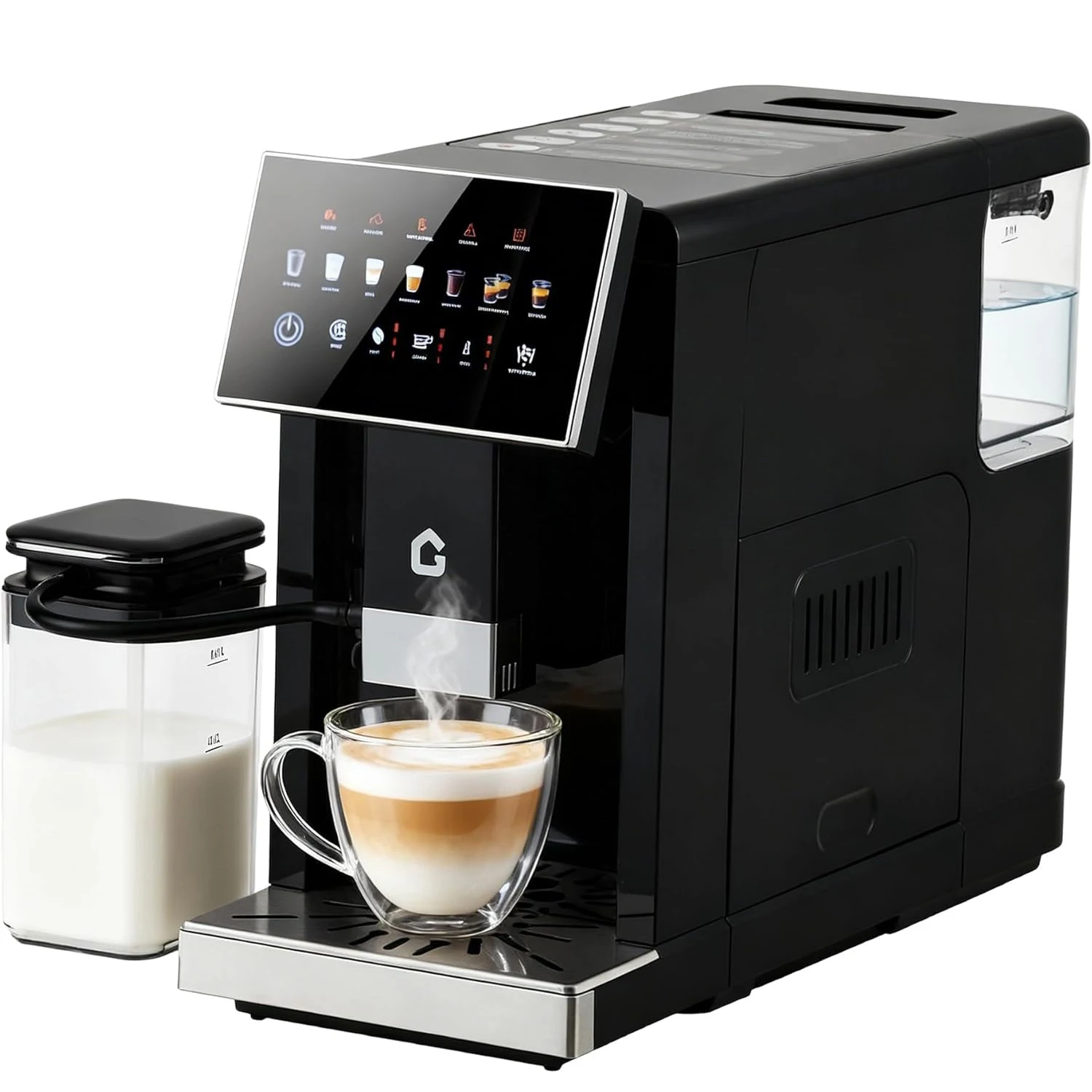 Espresso-Kaffeemaschine der 3. Generation mit Milchaufschäumer – abnehmbarer Brüher und Mühle, einstellbare Grobheit/Geschmack, abnehmbarer Milchtank