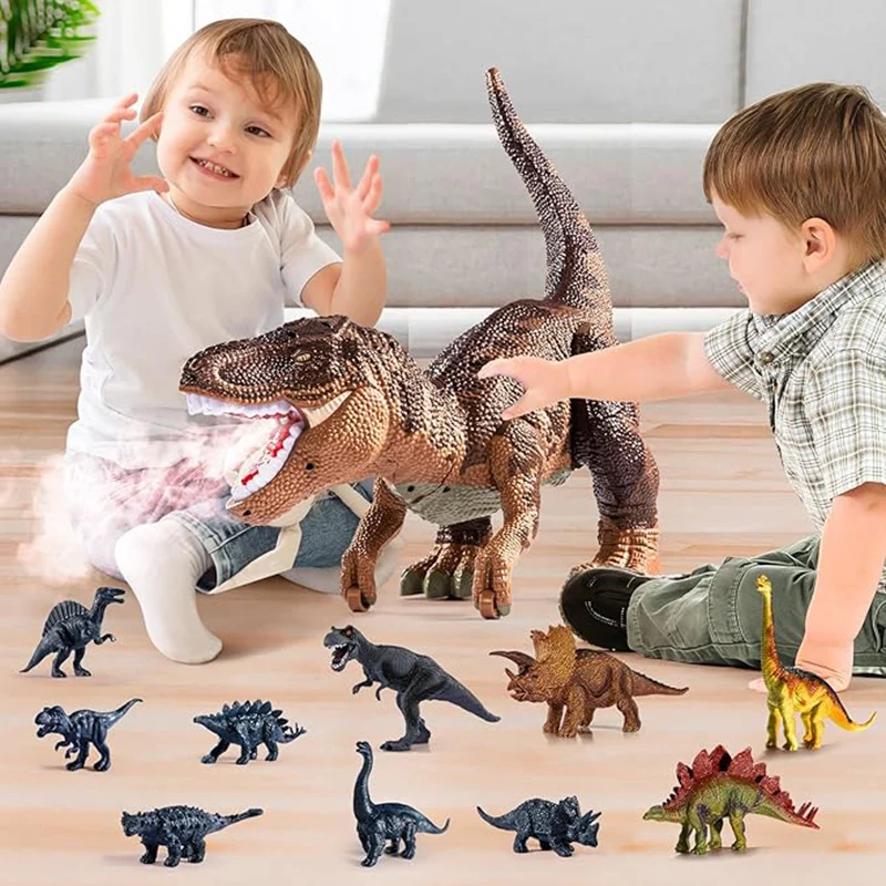 TEMI Large Dinosaur Toys For Kids 3-5. Jumbo T-rex With Mist Spray, Light/sound. Hollow T-rex Holds 4 Painted And 6 Mini Dinos