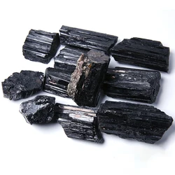 Natural black tourmaline gravel raw ore irregular crystal mineral specimen Reiki healing landscape collection raw stone