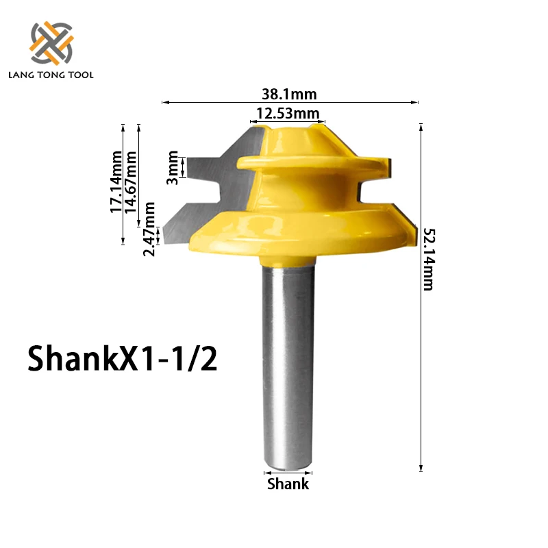 1Pc 45องศาล็อค Miter Router บิตงานไม้ Tenon เครื่องตัดเครื่องมือเจาะมิลลิ่งสำหรับไม้โลหะผสมคาร์ไบด์ LT069