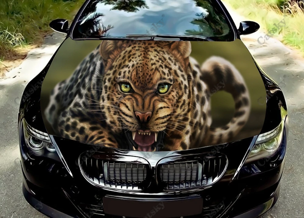 

angry leopard Car Hood Wrap Color Vinyl Sticker Decal Truck Graphic Bonnet Decal Custom Car Decoration Stickers