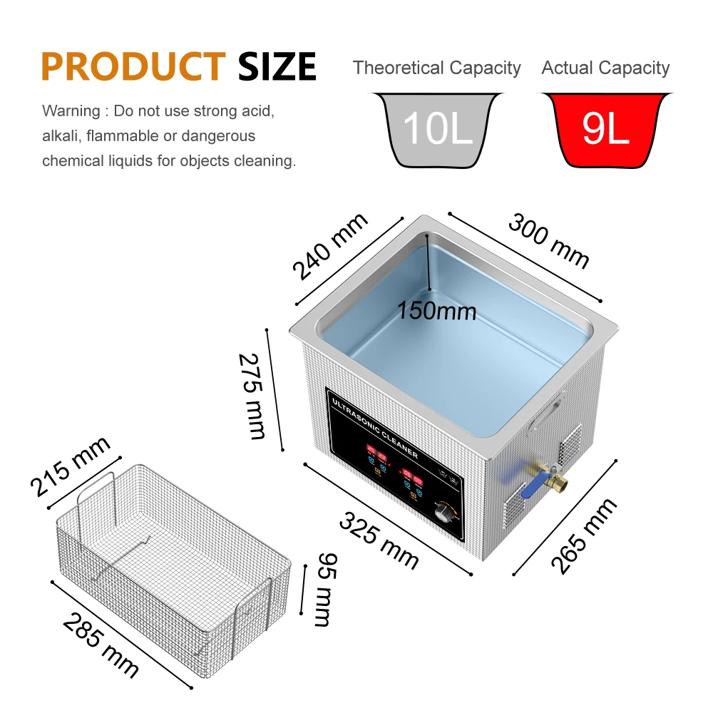 360W 10L Ultrasonic Cleaner Power Ultrasound Transducer Bath 40Khz High Frequency Sensor Auto Parts Lab Instruments Lp PCB