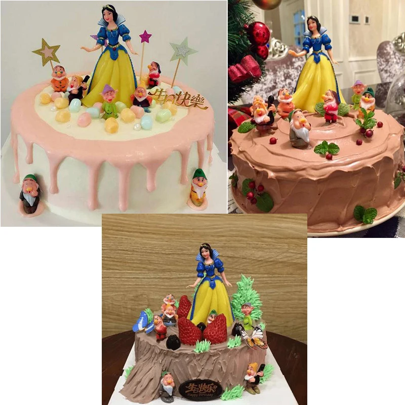 Disney Princess Snow White Plastics Action Figure The Seven Dwarfs Anime Figures Dolls Cake Wedding Decorate Children Gifts Toys