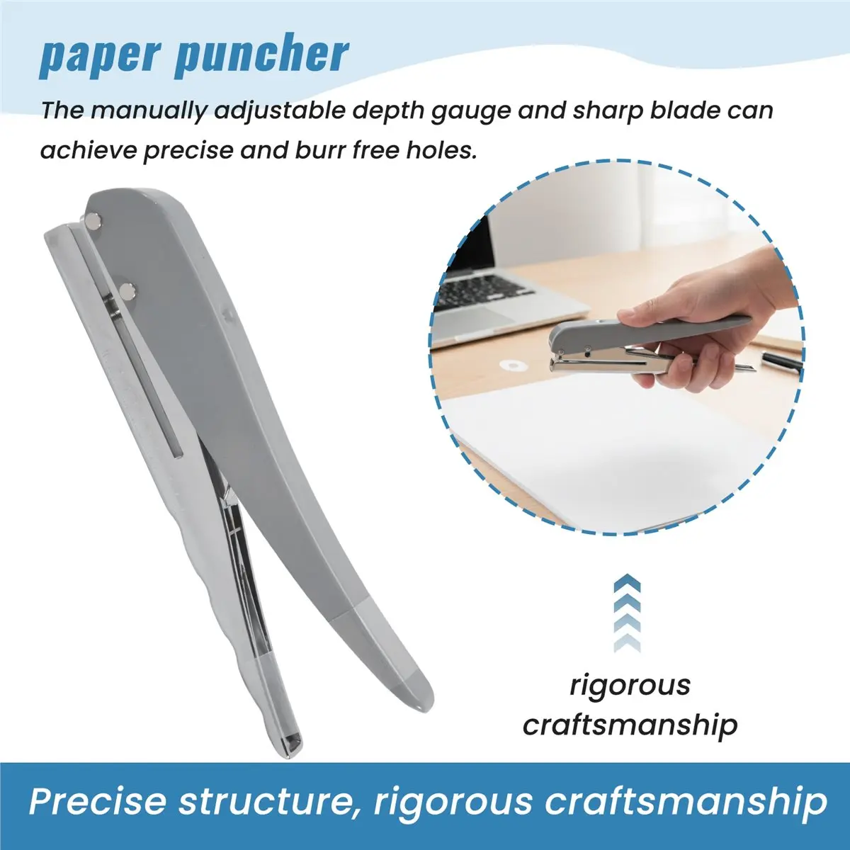A89X Heavy Duty Single Hole Punch,Hole Puncher 25 Sheets Capacity Paper Punch for Paper ID PVC Cards Scrapbook 8MM
