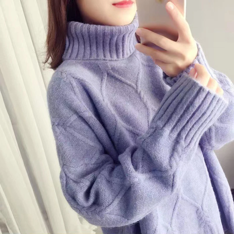 Biyaby New Thicken High Collar Sweater Winter Woman Korean Inner Wear Long Sleeve Warm Pullover Femme Simple Solid Basic Mujer