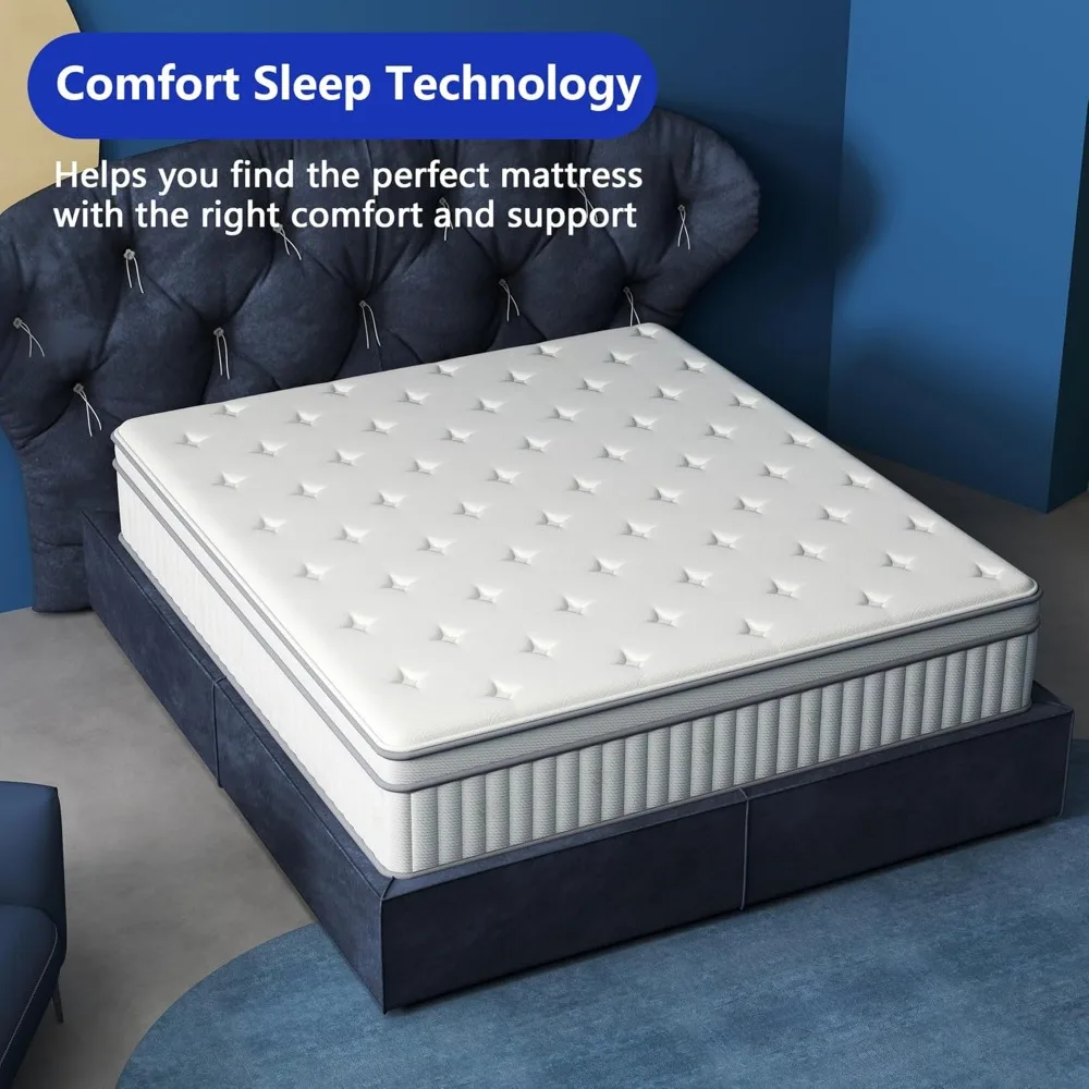 12インチクイーンサイズマットレス、優れたハイブリッドマットレス（箱入り）、ジェルメモリーフォームクイーンベッドマットレス（ポケットコイル入り）