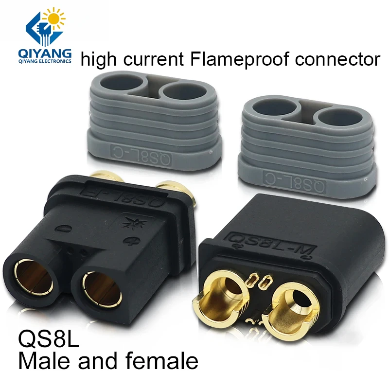 QS8L 130A Ultra-High Power Flameproof Connector Gold-Plated Brass UL94-V0 for Heavy-Duty EV/Hyperchargers/Industrial Robotics