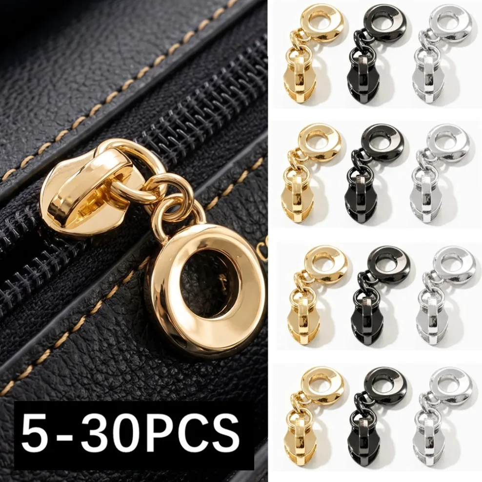 10-20-30pcs-5--kit-de-reparo-diy-para-ziperes-de-bolsas-casacos-bolsos-e-malas-puxadores-e-cursores-dourados-prateados-e-pretos
