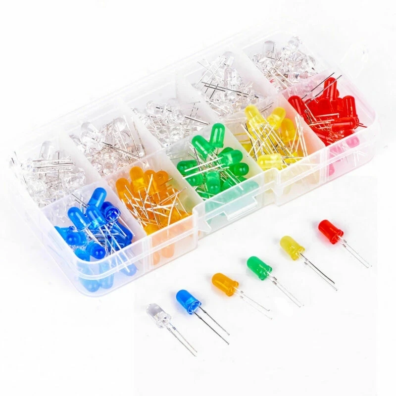 150PCS 5mm F5 red, yellow, green, blue and orange 10 kinds each 15 pcs cross-border kit LED light emitting diode DIY