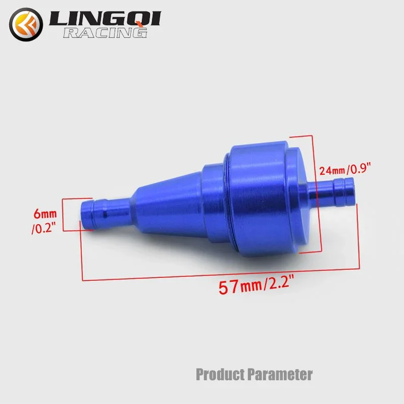 알루미늄 합금 연료 오일 필터, CNC 구리 코어, 오토바이 스쿠터 오프로드 액세서리 피트 더트 바이크 범용, 6mm