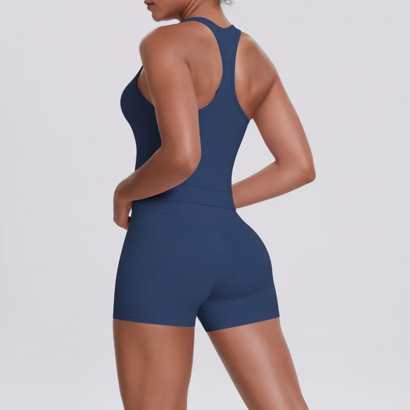 

Women's Seamless Yoga Set New Double-sided Brushed Solid Color Tight Fitting I-shaped Sports Bra Running Fitness Set