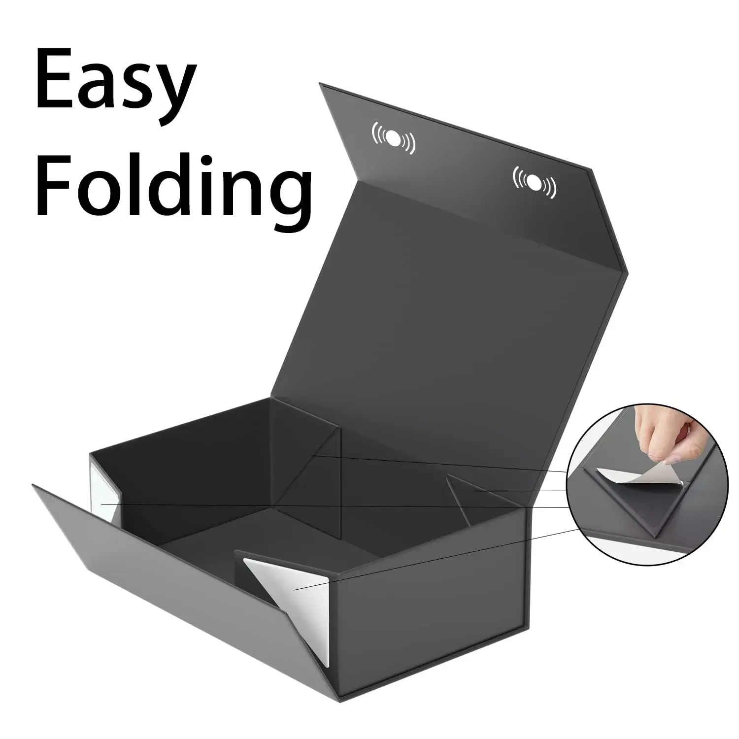 20 x 18 x 8 cm große magnetische Geschenkbox mit Deckel für Geschenke, rechteckige, zusammenklappbare Pappschachtel für die Verpackung von Heiratsanträge und Geburtstagsgeschenken – Detail 9