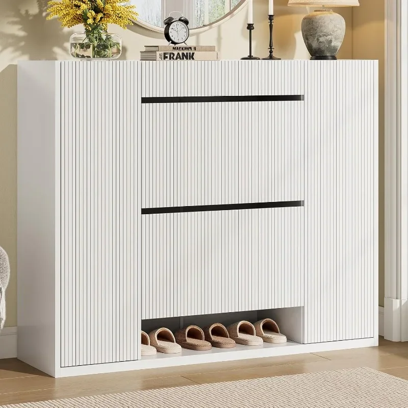 ONBRILL Large Shoe Cabinet Pairs Shoe Organizer with Storage Drawer, 2 Doors & Open Shelf, 47.2'' Wide Shoe Storage Cabinet