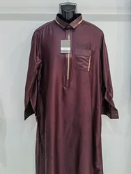 2024 Men's New Long-sleeved Arab Robes Abaya Men's Robes in The Middle East Popular Muslim Men's Fashion Ethnic Long Clothing