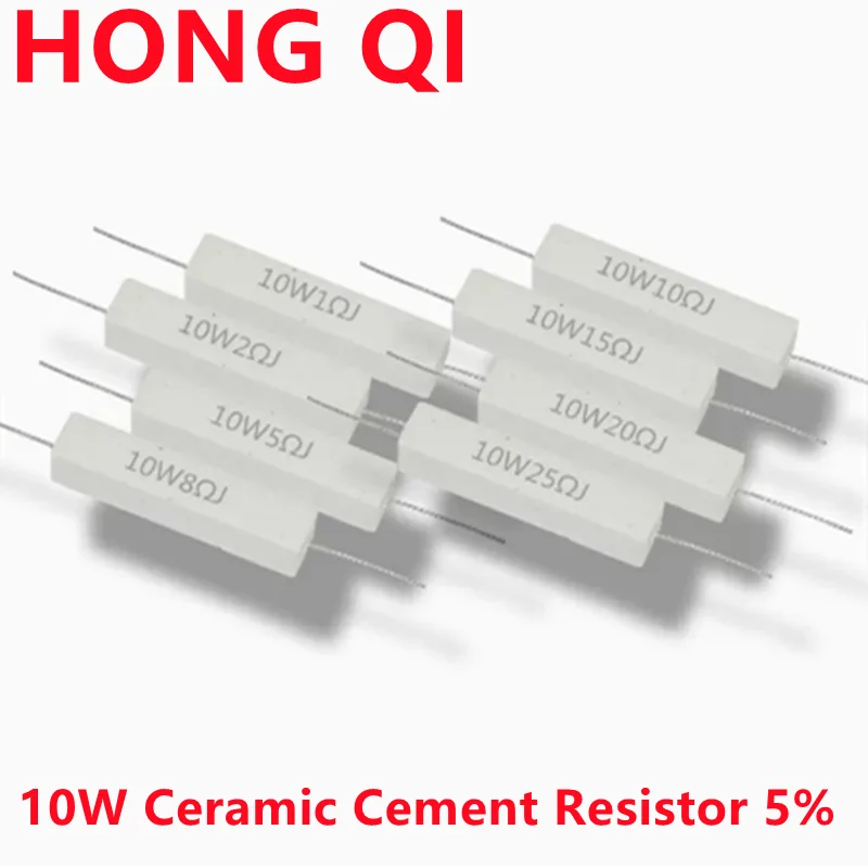 10pcs 10W 5% Cement Resistor Power Resistance 0.1 ~10K 0.1R 0.5R 1R 10R 100R 0.22 0.33 0.5 1 2 5 8 10 15 20 25 30 100 1K 10K ohm