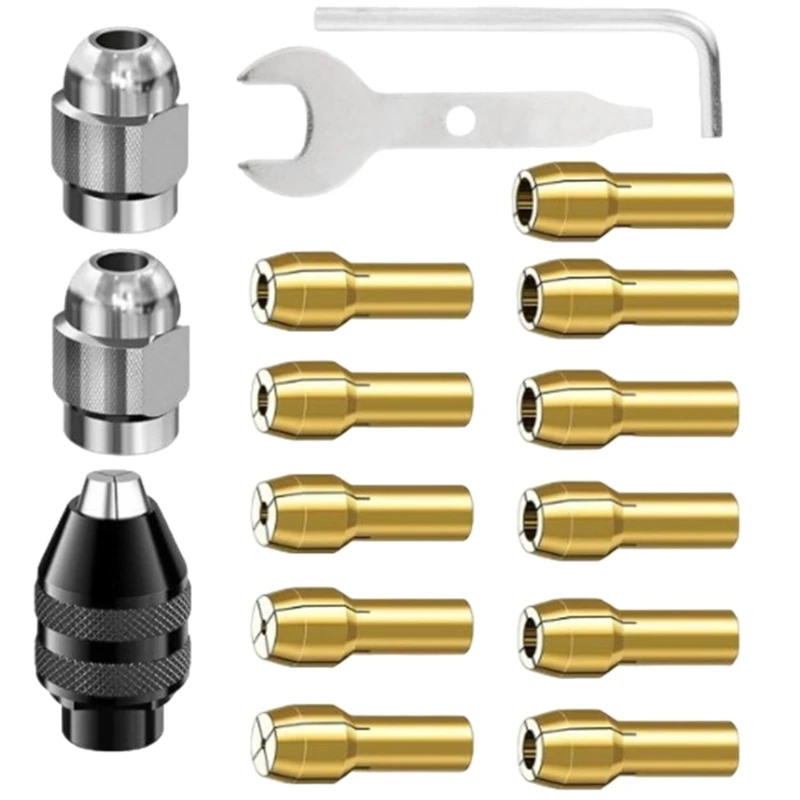 X37E Drill Chuck Collet Set 1/32inch to 1/8inch Quick Changing Drill Chuck for Rotating Accessories Electric Chuck Rotary Tool