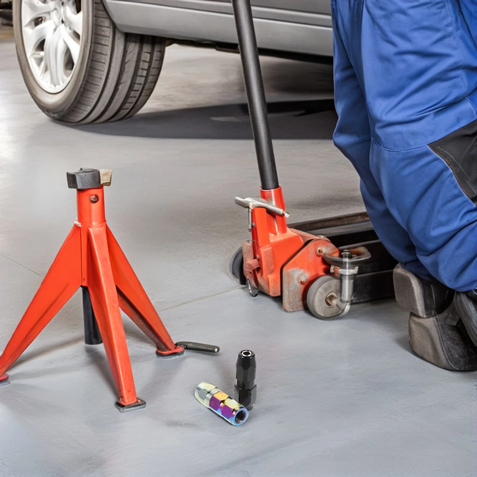 

2pcs Flat Mouth Grease Gun Nozzle Adapter Metal Leak-Proof Automotive Coupler Replacement Parts Secure Connection Sturdy