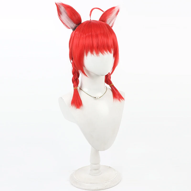 Virtual youtuber ratna petit cosplay peruca festa de halloween prop cabelo sintético fibra resistente ao calor + touca peruca