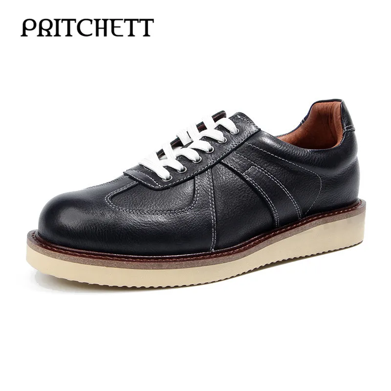 Genuine Leather Retro Polished Casual Shoes Handmade Old Brown Lace-Up Sneakers Fashionable and Comfortable Men's Shoes