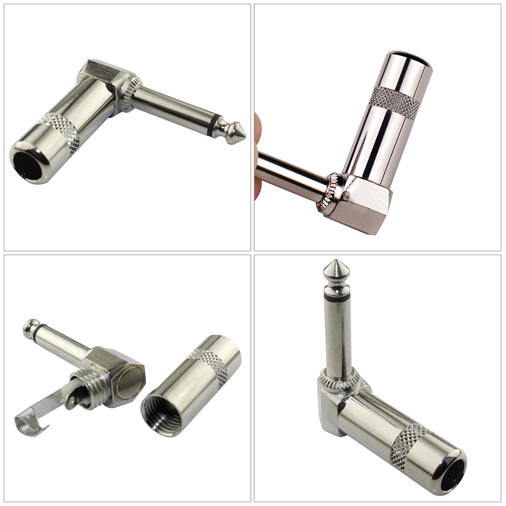 

2pcs 6.35 Mono Metal Elbow Electric Guitar Connection Wire Plug Durable Zinc Alloy Replacement Multi-Purpose Guitar Connecting