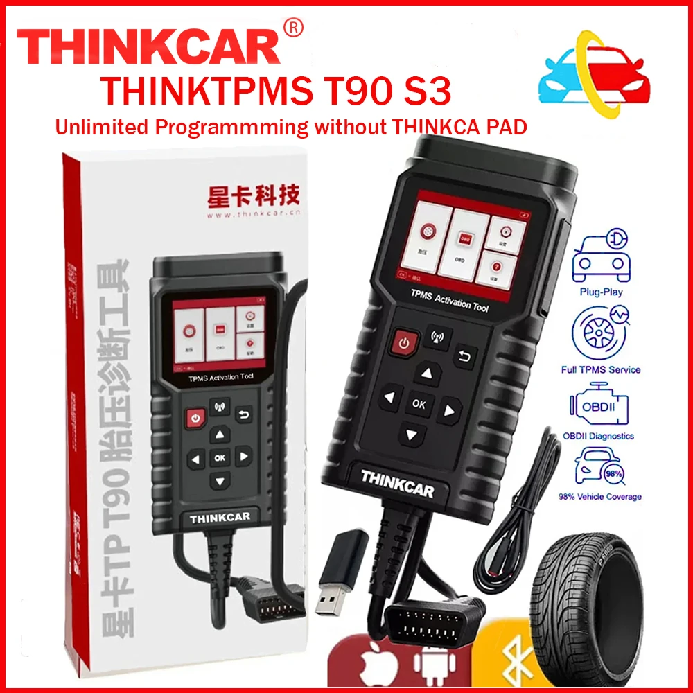 

ThinkCar THINKTPMS T90 TPMS Activation Tool Programmer OBD2 Car Diagnostic S2 Tire Pressure Sensor Service Tool PK THINKTPMS G2