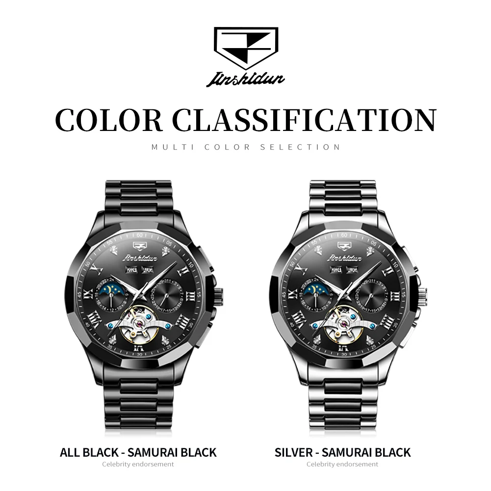 JSDUN Original Luxury Automatic Mechanical Watch for Men Fashion Casual Wrist Watch Men Auto Date Luminous Waterproof Man Watch