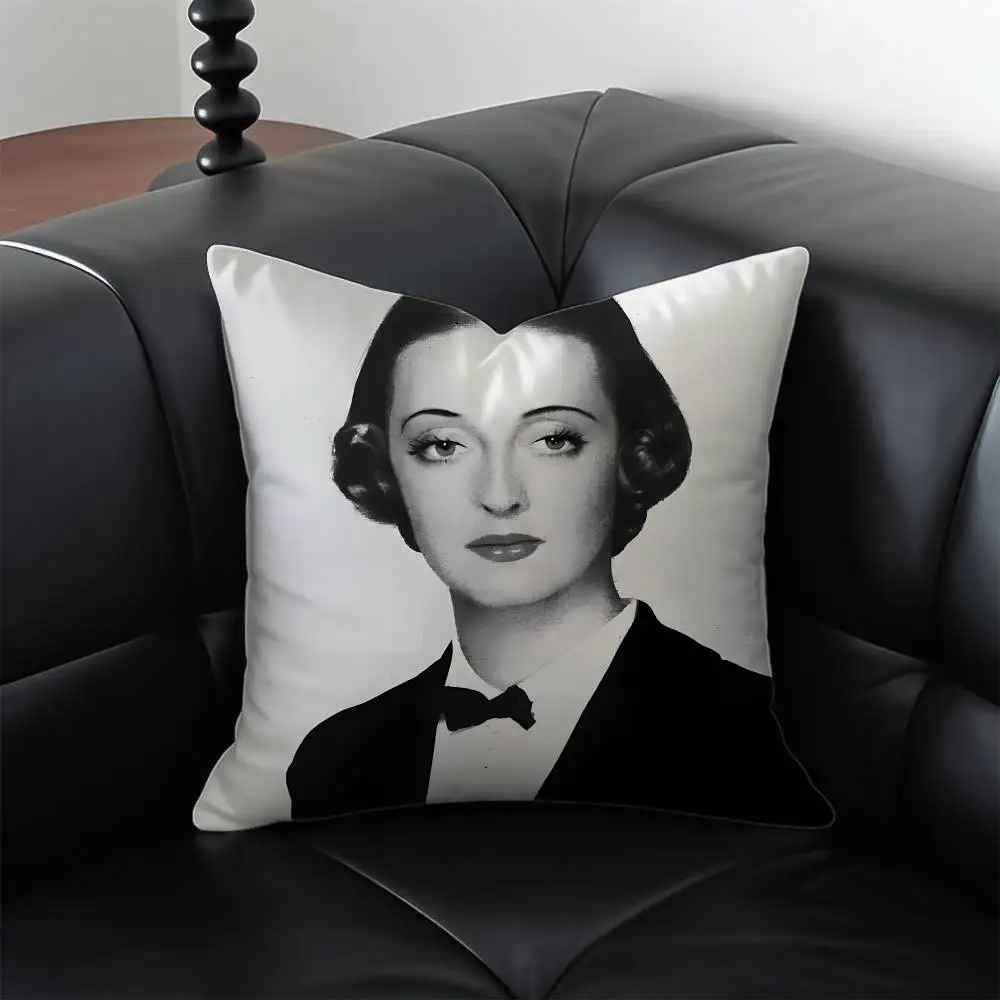 B-Bette D-Davis الممثلة كيس وسادة مكافحة الغبار المخدة غير مرئية سستة حريري قصير أفخم غطاء وسادة أريكة #3