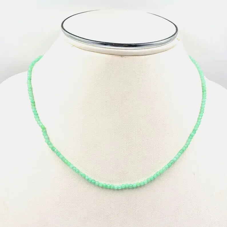 Natural Australian Chrysoprase Roundelle Faceted Beads Necklace 18 Inches,2*4mm