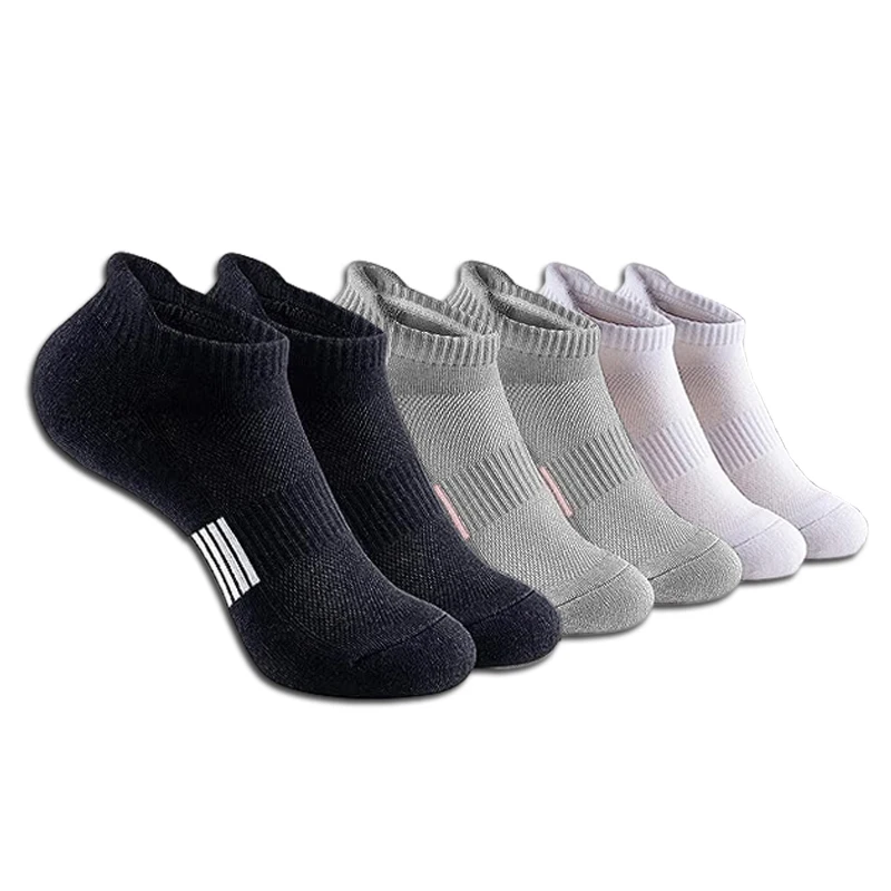5 pairs of boat socks, sports and leisure socks, comfortable and cushioned for running, men\'s sports socks, sweat wicking, breat