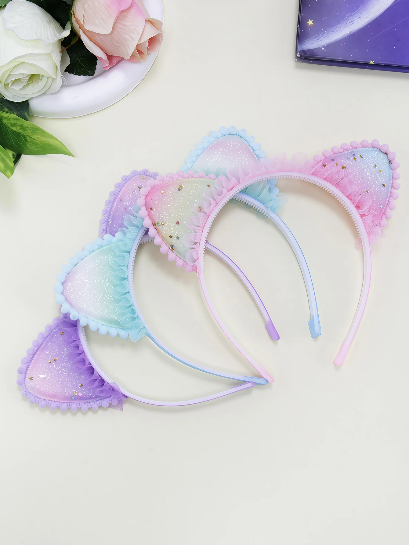 

1pc. Girls sweet cute mesh lace edge cat ear hair band headdress