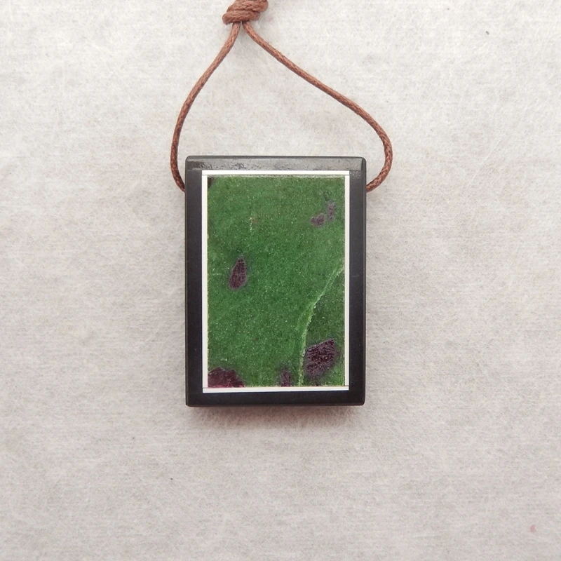 

Натуральный камень говлит, обсидиан, рубин, цоизит, кулон, бусина, модные ювелирные изделия, ожерелье, аксессуары, 27x37x6 мм, 16,7 г