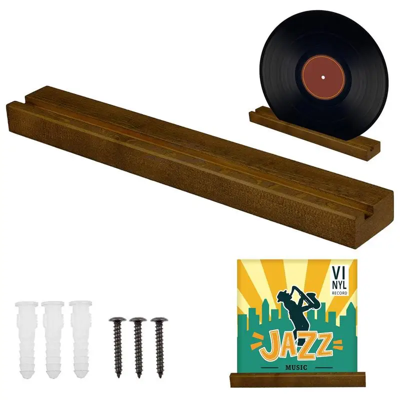 Solid Wood Storage Rack Wall Mounted Record Holder Sturdy Record Storage Hanger for Music Lovers Album Collection Store Photos