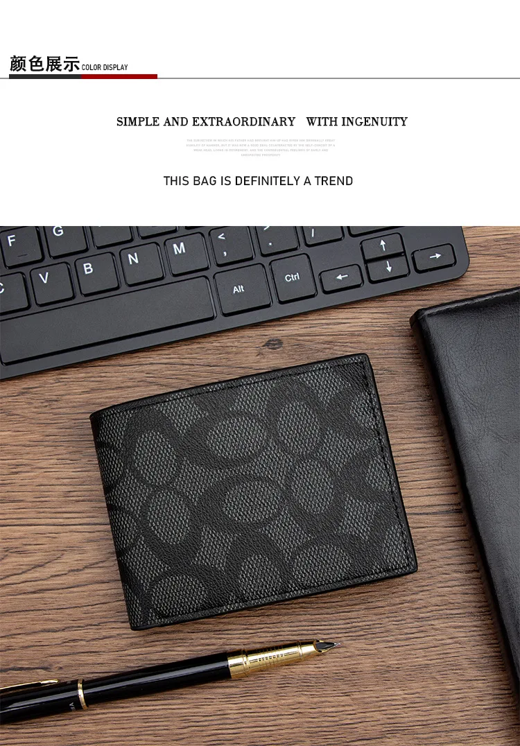 2026 Designer-Prägung Herren-Bifold-Geldbörse Kompakt mit mehreren Kartenfächern und Münzfach – Detail 6