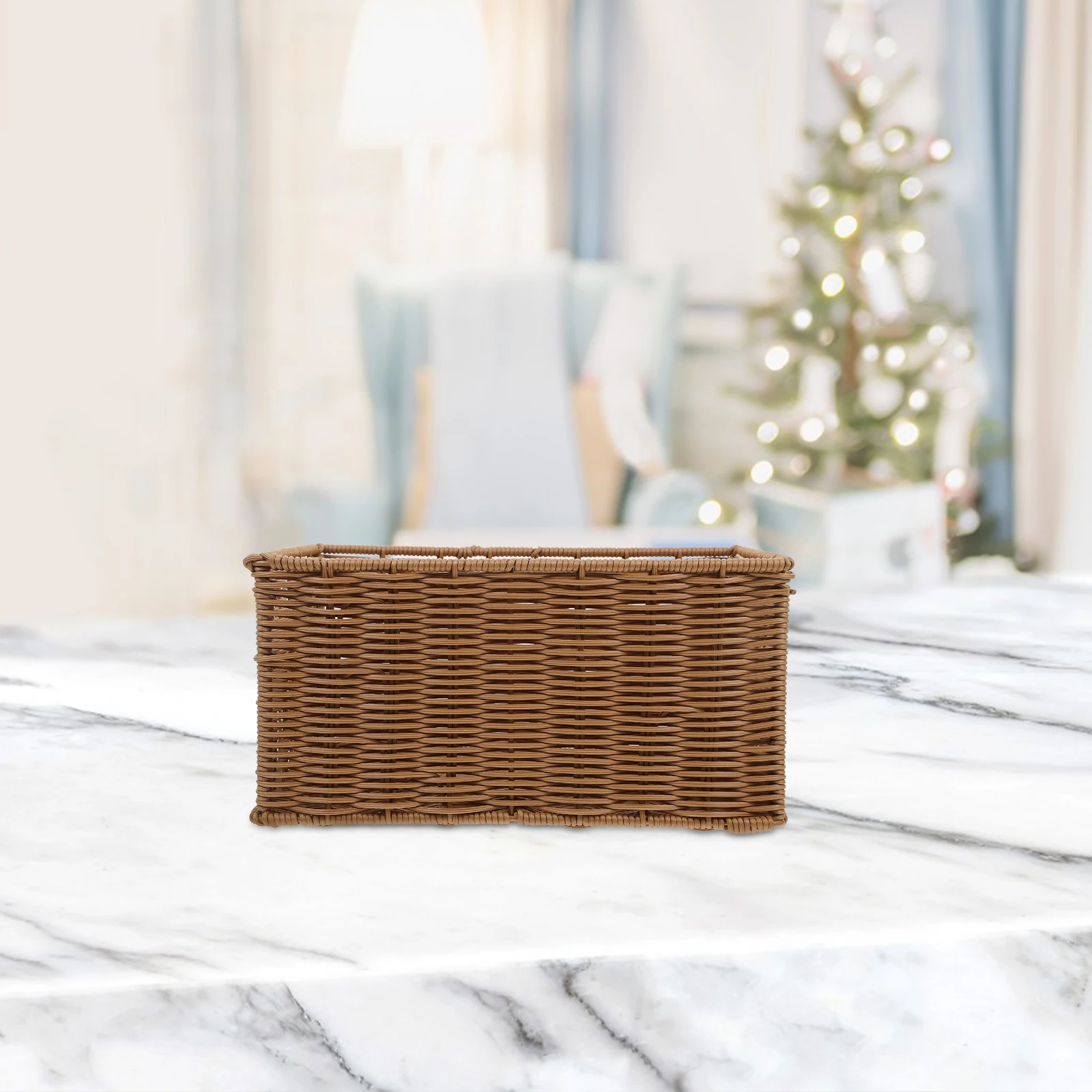 

Handmade Woven Fruit Basket For Kitchen Snack Bread Storage Plastic Organizing Basket Multi-Purpose Household Decor
