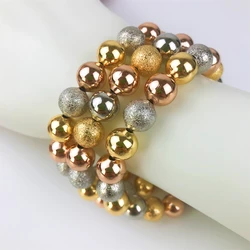 ESALE Hot selling Women's Classic Charm Elastic Rope Bracelet 3 Pieces/Set Gold Plated Color Beads Bracelet Jewelry Gifts