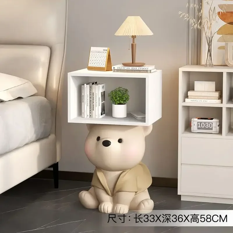 Cartoon Bear Statue Nightstand Children\'s Room Bedside Storage Cabinet Creative Bedroom Furniture Bedside Table Home Accessories